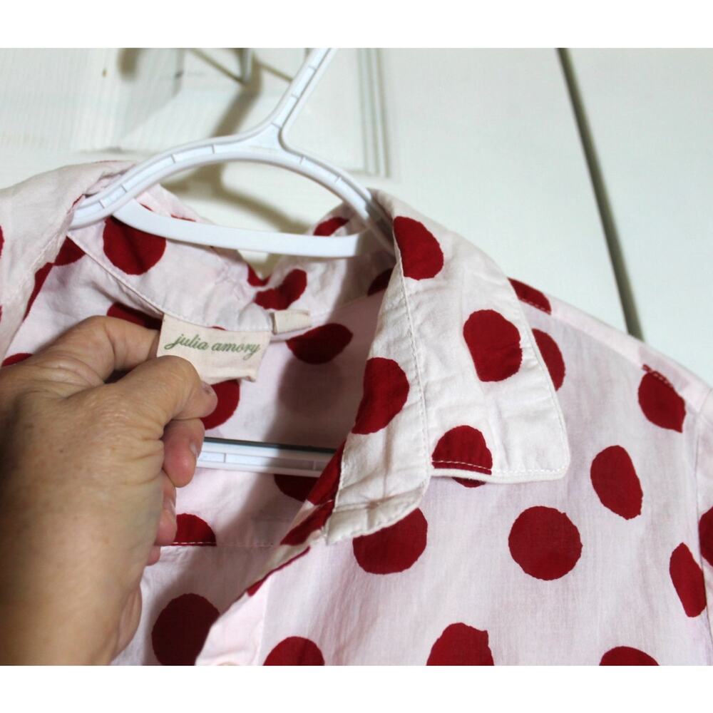 Julia Amory Noel Rouge Polka Dot Husband Shirt sz S - Picture 4 of 4